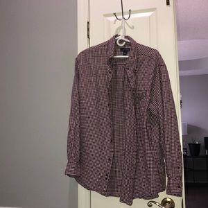 SADDLEBRED Maroon and white oversized flannel